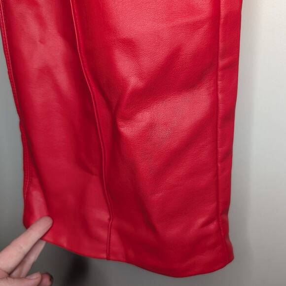 House of CB Elenaora Vegan Leather Trousers in Scarlet Red, Size Large - Picture 10 of 10